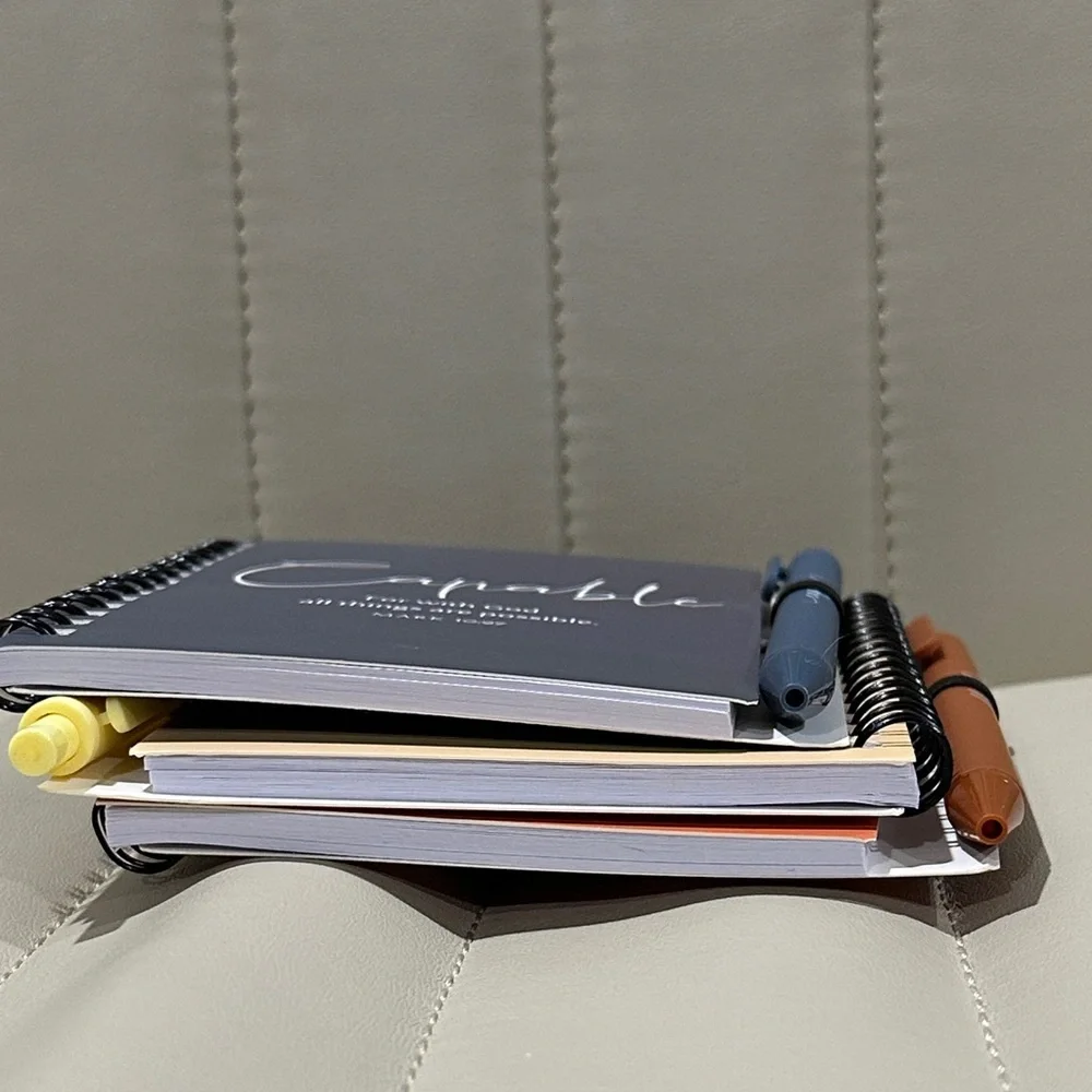 Bible Verse Notebook Trio & Pens Blessed Psalms Strong Philippians Capable Mark
